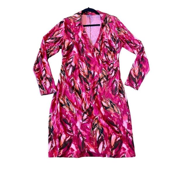 J. Jill collared faux wrap printed dress size m - Picture 1 of 8